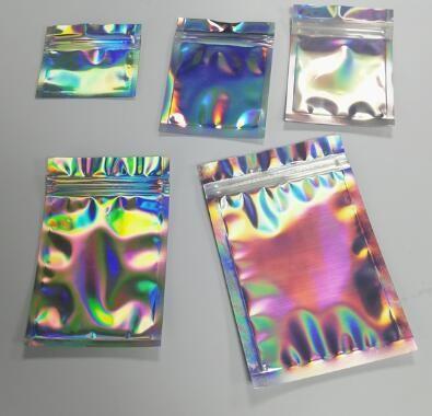 China Bagease pack Holographic Film Resealable Zipper Bag Grip Seal Laminated Plastic Bag Shiny Cosmetic packaging jewelry for sale