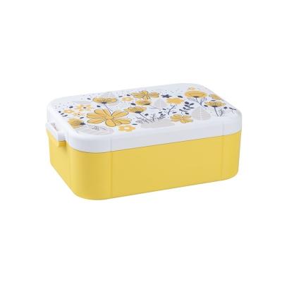 China 2022 New Rectangle Microwavable Lid Stainless Steel Freshness Preservation Food Storage Container Plastic Bento Lunch Box Set for sale