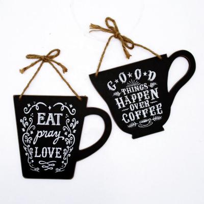 China 100% handmade & Hand painting new wholesale wall hanging chalkboard sign with sayings quotes and strings for CAFE BAR kitchen decor home ornaments for sale