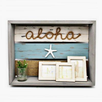 China Wooden Frame & Bike ALOHA Decor - ALOHA Beach House Summer Style Wooden Wall Decor Nautical Metal Decoration for sale