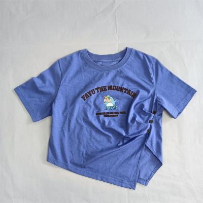 China Breathable Boys Summer OEM Blue T-Shirt For Kids 3 Months To 3 Years Old for sale