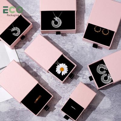 China Jewelry Packaging Box Bote Bijoux Personnalis Cardboard Drawer Sliding Necklace Earring Bracelet Ring custom gift paper packaging Jewelry Box for sale