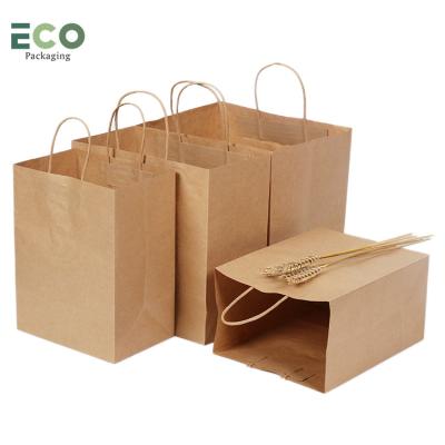 China Recyclable Hot sale paper shopping bag custom logo takeaway bag Brown Kraft Paper Bag for sale