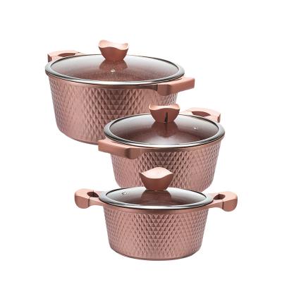 China Sustainable Zogifts Aluminum Casserole Set Cooking Pots Set Nonstick With Glass Cover for sale