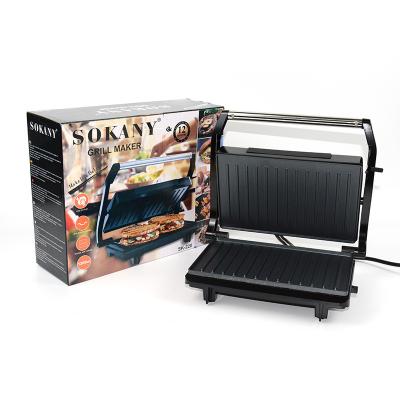 China Zogifts SOKANY Hot Sale Mini Electric Grill Panini Grill Portable Easily Cleaned BBQ Grill for sale