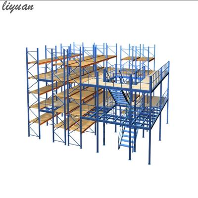 China Customized Multifunctional Corrosion Protection Warehouse Stairs Up Floor Large Mezzanine Rack for sale