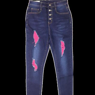 China Breathable Hot Selling Women's Jeans Special Design Ripped Denim Pants Jeans Skinny Straight Fit Pants For Stylish Women Slims for sale