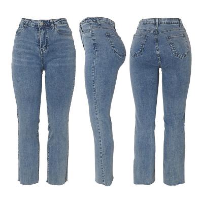 China Breathable 2021 New Solid Color Denim Pants High Waist Straight Tube Women's Big Pocket Jeans for sale