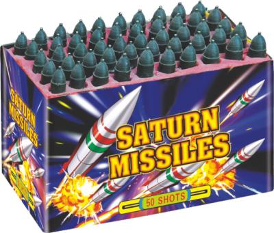 China 50 Shots Saturn Missile Fireworks With Whistling Paper Tube And Mould Both Available for sale