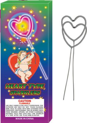 China Custom Heart Shape Hand Held Fireworks Sparkler Iron Wire Shaped Sparklers for sale