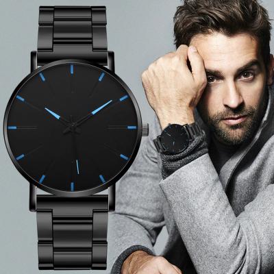 China Stainless Steel Mesh Belt Quartz Watch Relogio Masculino Fashion Minimalist Alarm 2021 Men's Simple Business Ultra Thin Men's Watches for sale