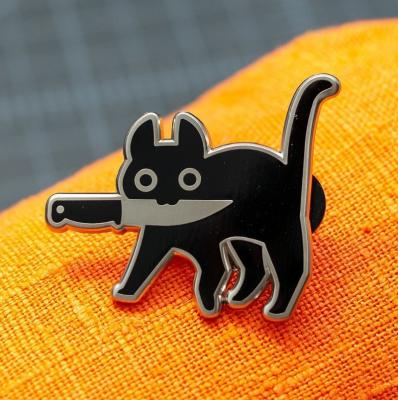 China Cat Modeling Pop-Enamel Pin Lapel Classic Creative Black Brooch Badges Funny Cartoon Fashion Jewelry for sale