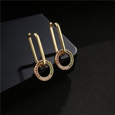 China TRENDY Vintage Gold Race Circle Drop Earrings For Women Shiny Geometric Korean Earring Fashion Jewelry 2021 New for sale