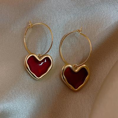 China FASHIONABLE love brand new simple temperament wine Korea personality earrings ear hanging net red wild jewelry for sale