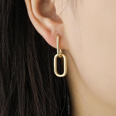 China 925 Sterling Silver Metal Geometric Oval Simple Style Genuine TRENDY Detachable Earrings for sale