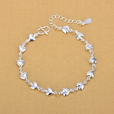 China 925 Sterling Silver Heart Charm Bracelets Fashion Bangle Fine Jewelry For Women 2020 Gift for sale