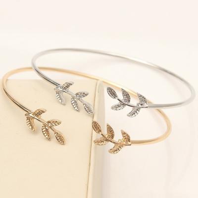 China TRENDY Fashion Simple Cuff for Women Leaves Open Popular Bangle Bracelets Gift for sale