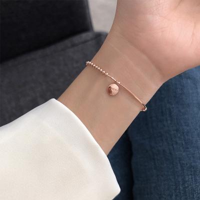 China TRENDY 925 Sterling Silver Beads and Adjustable Lucky Bracelet Women Fine Jewelry Bangle Accessories for sale