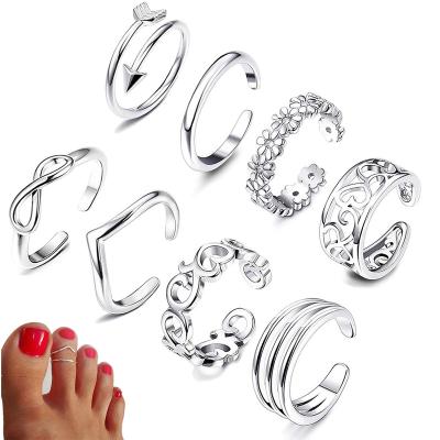 China TRENDY Summer Beach Vacation Knuckle Foot Set Open Toe Rings For Women Girls Finger Ring Adjustable Jewelery Wholesale Gifts for sale