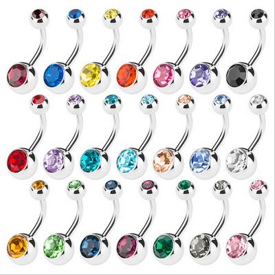 China FASHIONABLE 10 PCs/Simple Belly Button Surgical Steel Crystal Rhinestone Belly Button Rings Spell Piercing Ball Navel Ombligo 5/8mm for sale