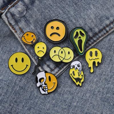 China Fashionable cartoon smiling face accessories metal high grade brooches enamel pin clothes badge gift for sale