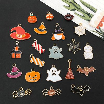 China TRENDY Halloween Series Pumpkin Candy Ghost 21Pcs Assorted Charms DIY Pendant Findings for sale