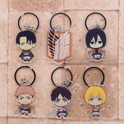 China 2019 Props Attack On Titan Key Chain Double Sided Anime Props Cartoon Acrylic Chain Pendant Keychain for sale