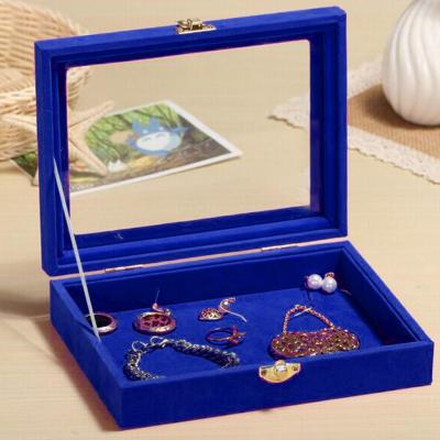 China Velvet Jewelry Box with 24 Grids Cosmetic Makeup Pins Bracelet Storage Case Holders for sale