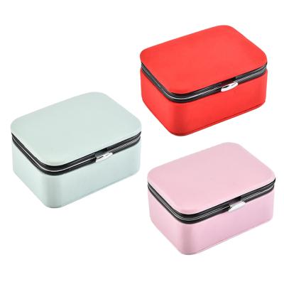 China Velvet PU Leather Jewelry Gift Box Necklace Bracelet Trinket Storage Container for sale