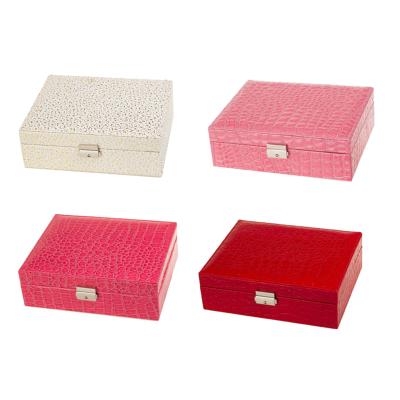 China Velvet PU Leather Jewelry Box Storage Case Rings Necklace Earrings Trinkets Organizers for sale