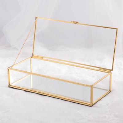 China Jewelry Trinket Glass Box Box Glass Jewelry Organizer Trinket Storage Display Holder Clear Jewelry Container With Cover For Earring Cosmetics Girl for sale