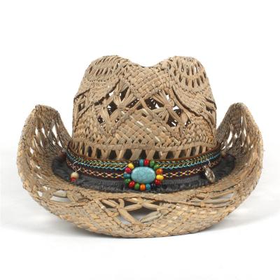 China Western Lifeguard Hats de Hombre de sombrero Straw Hat Women Men Handmade Weave Dobby 100% Natural Summer Cowboy For Lady Tassel for sale