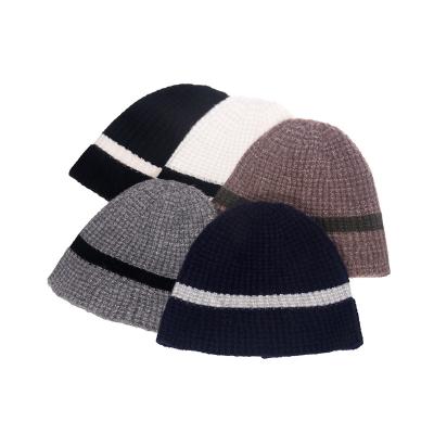 China breathable & The new autumn waterproof winter striped men's and women's warm Korean version earmuff wool Japanese wild knitted head hat for sale