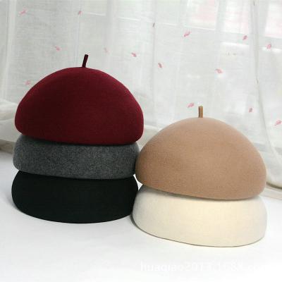 China Keep Warm Stylish Winter 100% Australian Wool Felt Fedora Red Black Wedding Hats Female Women Berets Covers Tambourine Hat for sale