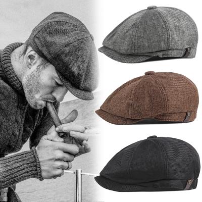 China Decorate Vintage Hats Classic Western Newsboy Caps Adjustable Cotton Blend Beret Hat Flat Brim Mens Spring Berets Hat for sale