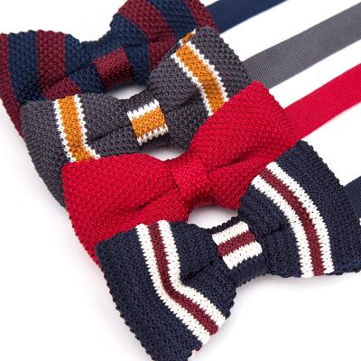 China Striped Men's Bowtie Knitted Knit Leisure Striped Bow Ties For Men Double Adjustable Butterfly Platform Ties Woven Tie Neckerchief for sale