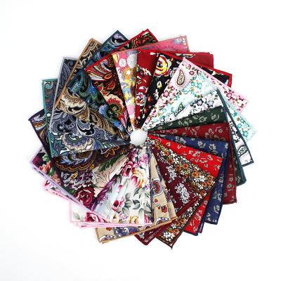 China Brand New Vintage Fashion Style Vintage Fashion Style Pocket Handkerchief Cotton Scarves Men's Square Handkerchiefs Rose Flower Paisley Handkerchiefs for sale