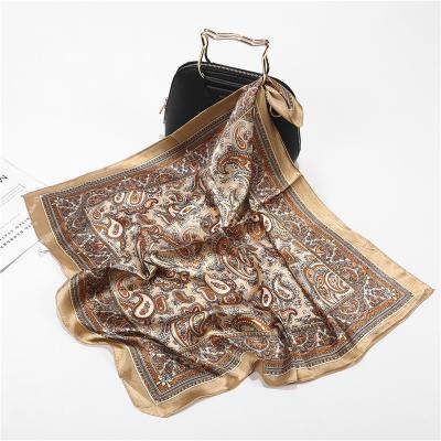 China Indian Muslim Muslim Scarf Bandana Satin Scarf Women Summer Square Small Bohemian Wrap Bag Retro Paisley Ladies Medium Silk Scarves for sale