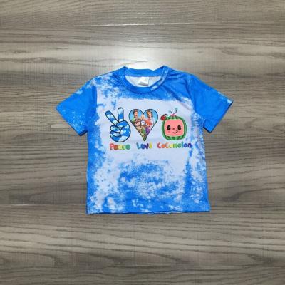 China Breathable Summer Boys Peace And Love Short Sleeve Blue Tie Dyed T Shirt Kids Top for sale