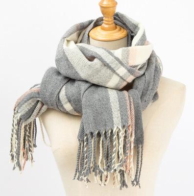 China Autumn and winter new Korean women's cashmere men's plaid shawl 200*60cm long new scarf women for sale