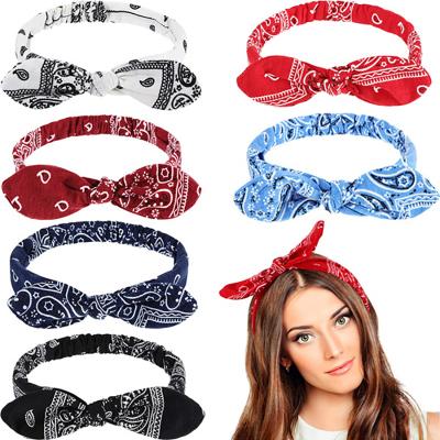 China Decorate New Vintage Bohemia Elastic Bands For Women Girls Hair Accessories Hair Accessories Soft Circle Turban Cross Bandanas Headwear for sale