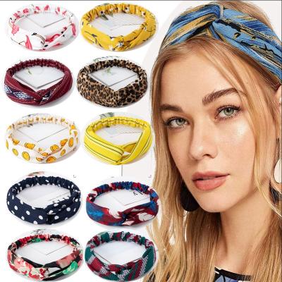 China Decorate 2021 Summer New Fashion Women Headbands Girl Ladies Bohemian Ladies Band Turban Bandanas Headbands Cross Hair Accessories for sale