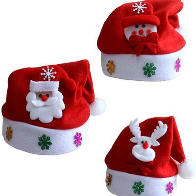 China 1pcs Kids Christmas Santa Claus Snowman Elk Reindeer Snowflakes Natal Hat Hats For Adult Natale New Year Gifts Kids for sale