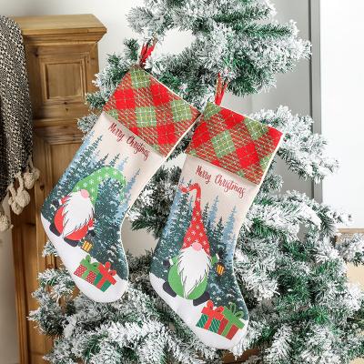 China Cloth& fleece new year stocking Santa Sacks Gift Candy Bag Christmas decorations for Christmas tree home hanging ornament Navidad 2021 for sale