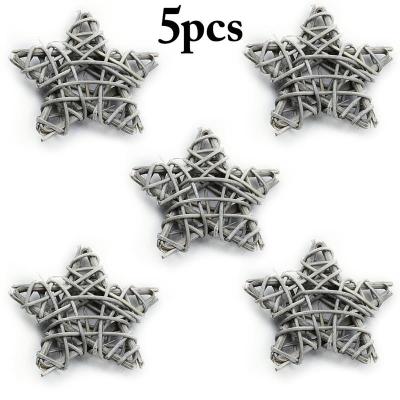 China 5Pcs/Set Plastic/Iron Rattan Stars Christmas Tree Hanging Decor Set Creative Rattan Ornament DIY Party Decor Accessories For Christmas for sale