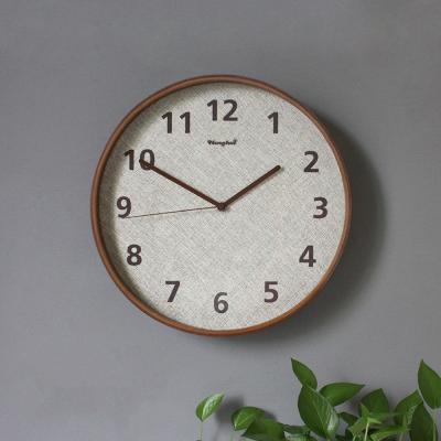 China New Nordic simple mute art creative bedroom canvas fashion large clock calendars household living room wall Chinese solid wood watch for sale