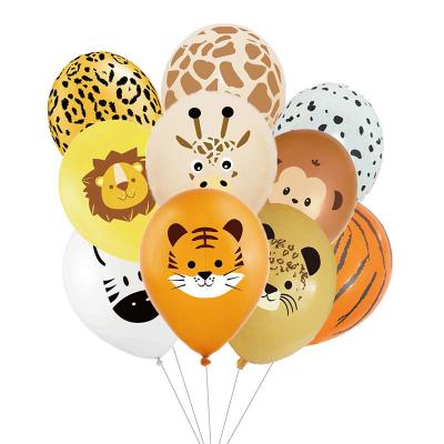 China 10pcs 12inch Kids Birthday Party Balloons Jungle Supplies Round Wild Latex Decorations White Balloons for sale