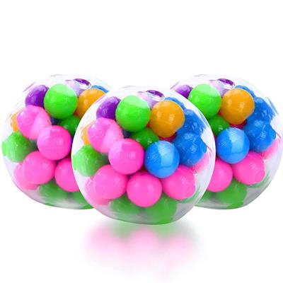 China Silicone Rainbow Squishy Sensory Toy DNA Colored Beads Relaxation Ball TPR Soft Grape Burr Pinch Squeeze Kids Gift for sale