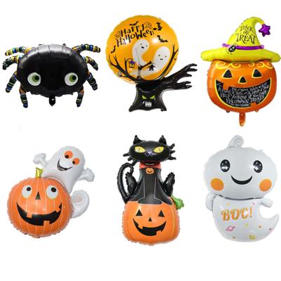 China Cartoon Figure Pumpkin Ghost Decorations Spider Foil Balloons Inflatable Toys Bat Globos Halloween Party Supplies for sale