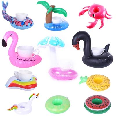 China Cute Unicorn Flamingo Inflatable Float Drink Holder Swimming Pool Bathing Toy Party Decoration Bar Coasters for sale